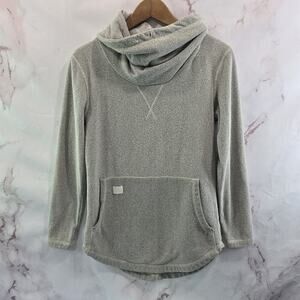 Deso Pullover Womens Small Gray Oat Beige Cowl Terry Sweatshirt Tunic